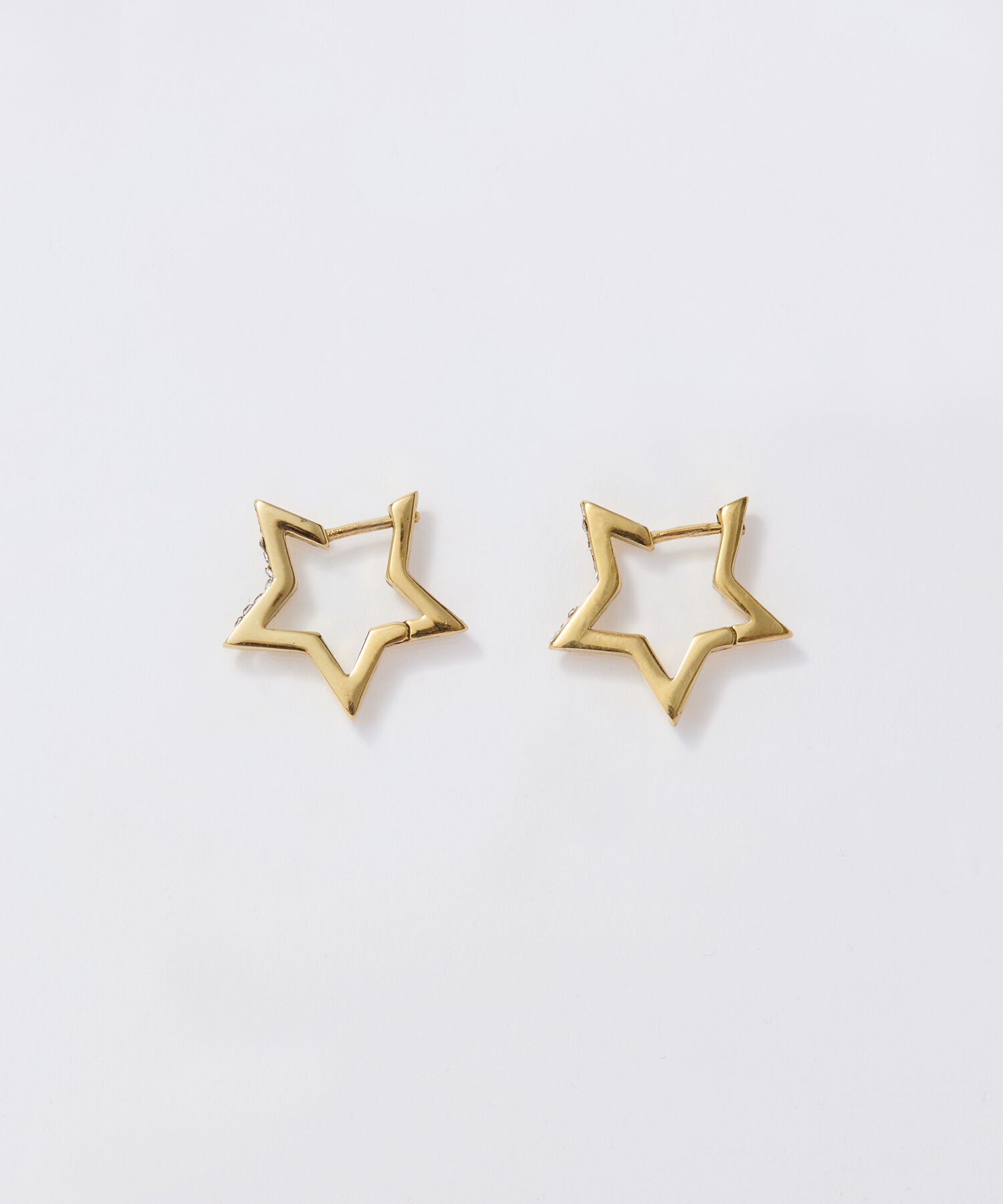 Phoebe「【金属アレルギー対応】ワンタッチライナースタービジューフープピアス　ゴールド」|ピアス|