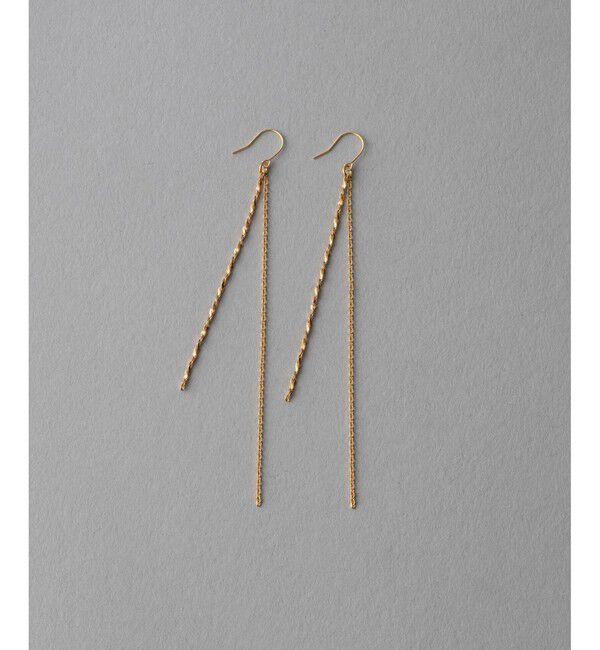 ete「スエッジチェーン コンビ ピアス」|ピアス|イエローゴールド