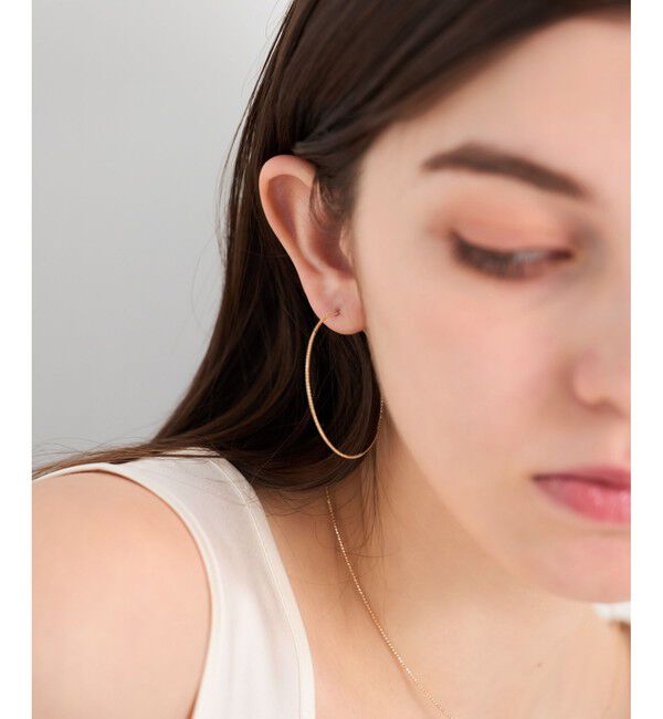 ete「[フロート] K10YG ワイヤー フープピアス ミディアム」|ピアス|