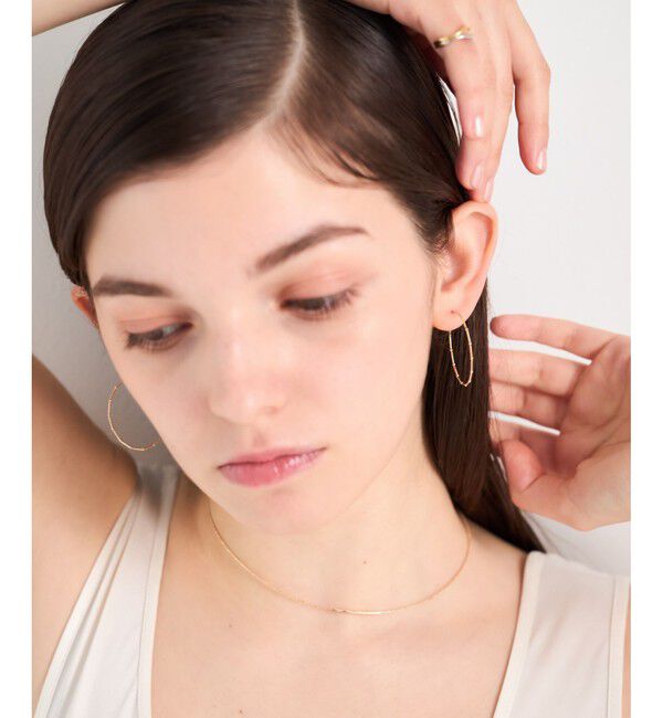 ete「[フロート] K10YG ステーション ワイヤー フープピアス」|ピアス|