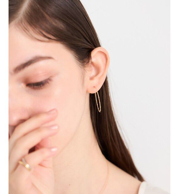 ete「[フロート] K10YG ステーション ワイヤー フープピアス」|ピアス|