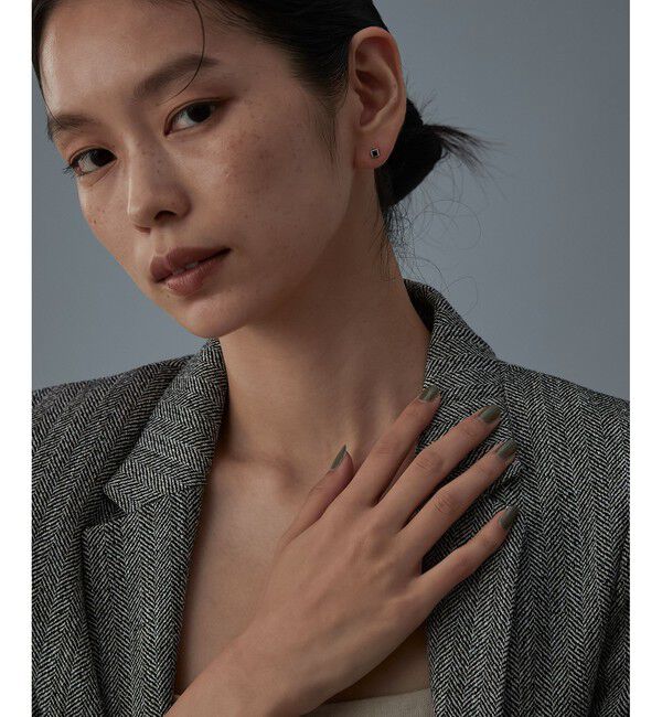 Jouete「K10WG ピアス ブラックカルセドニー」|ピアス|