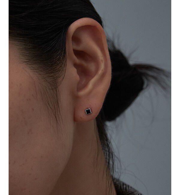 Jouete「K10WG ピアス ブラックカルセドニー」|ピアス|