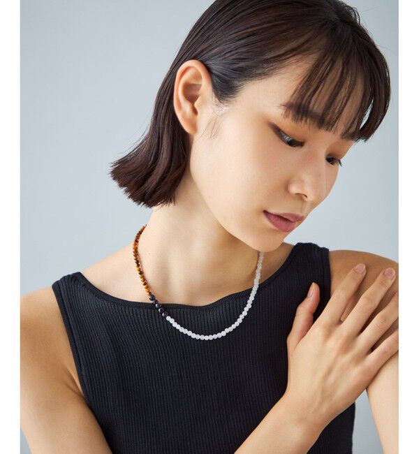 Jouete「[ジェム] ネックレス ブラックカルセドニー&times;タイガーアイ&times;クォーツ」|ネックレス|