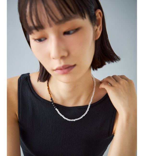 Jouete「[ジェム] ネックレス ブラックカルセドニー&times;タイガーアイ&times;クォーツ」|ネックレス|