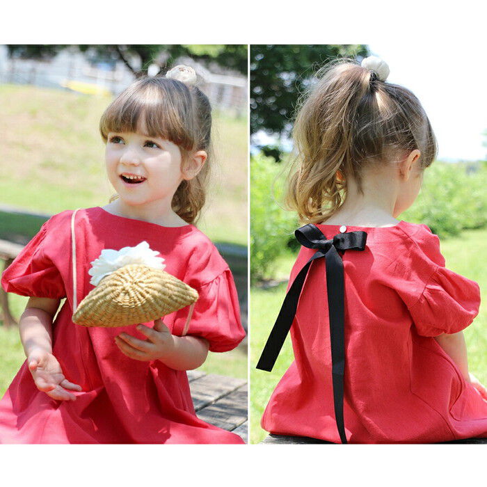 BACKYARD FAMILY「Rora ワンピース キッズ 通販 ローラ ワンピ ナチューラ 半袖 パフスリーブ 無地」|その他|