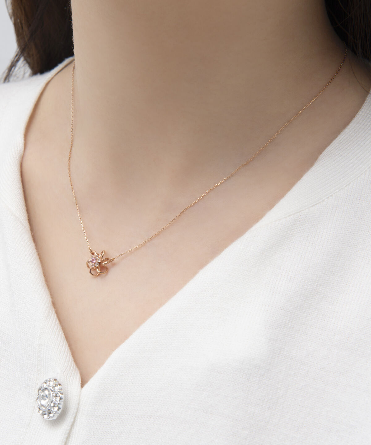Samantha Tiara「K10 PG ストーンフラワーネックレス(大)」|ネックレス|
