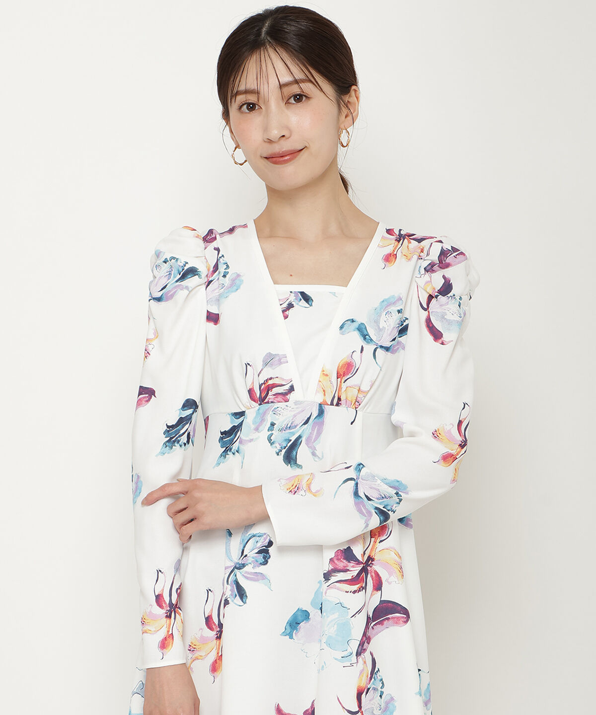 アンドクチュール「ウォーターフラワープリントワンピース」|ワンピース|