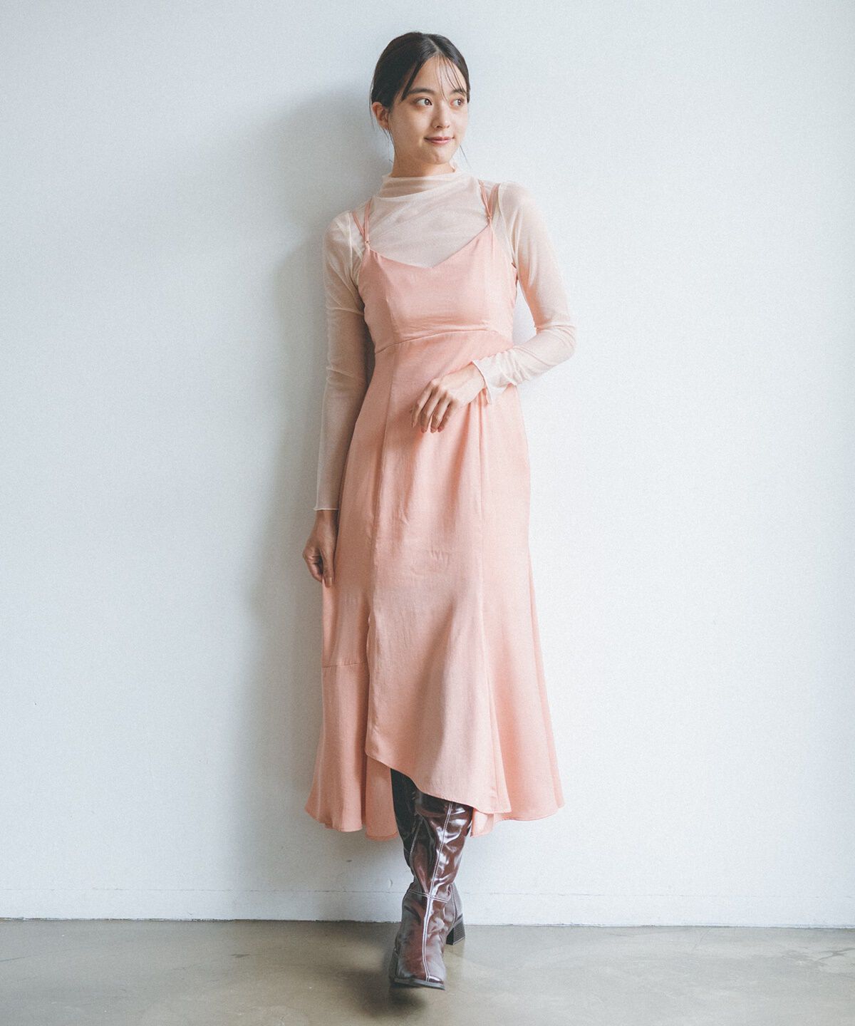 REDYAZEL「シアートップス&times;キャミワンピースセット」|ワンピース|オレンジ