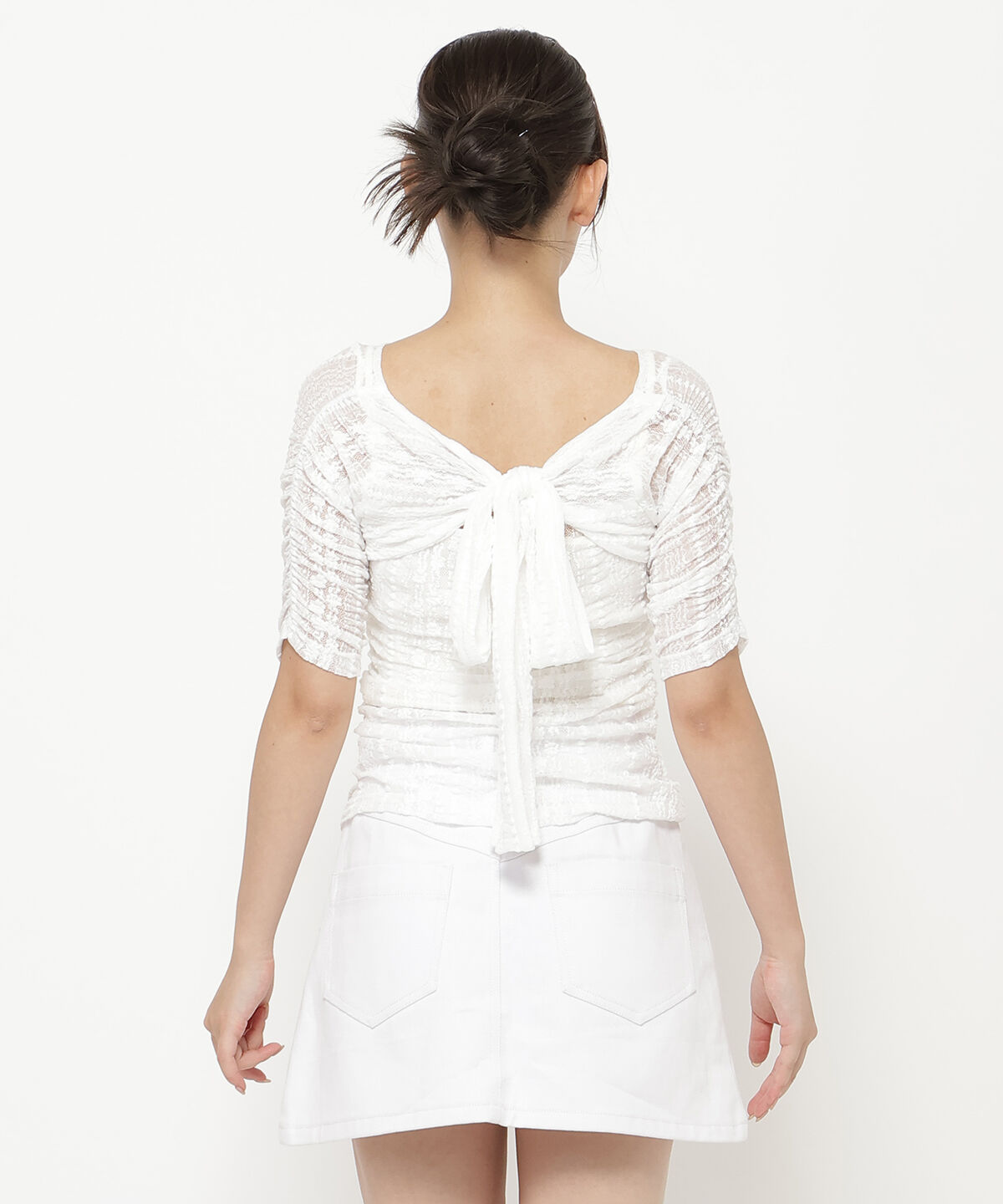 REDYAZEL「半袖リボンレースブラウス」|Tシャツ・カットソー|