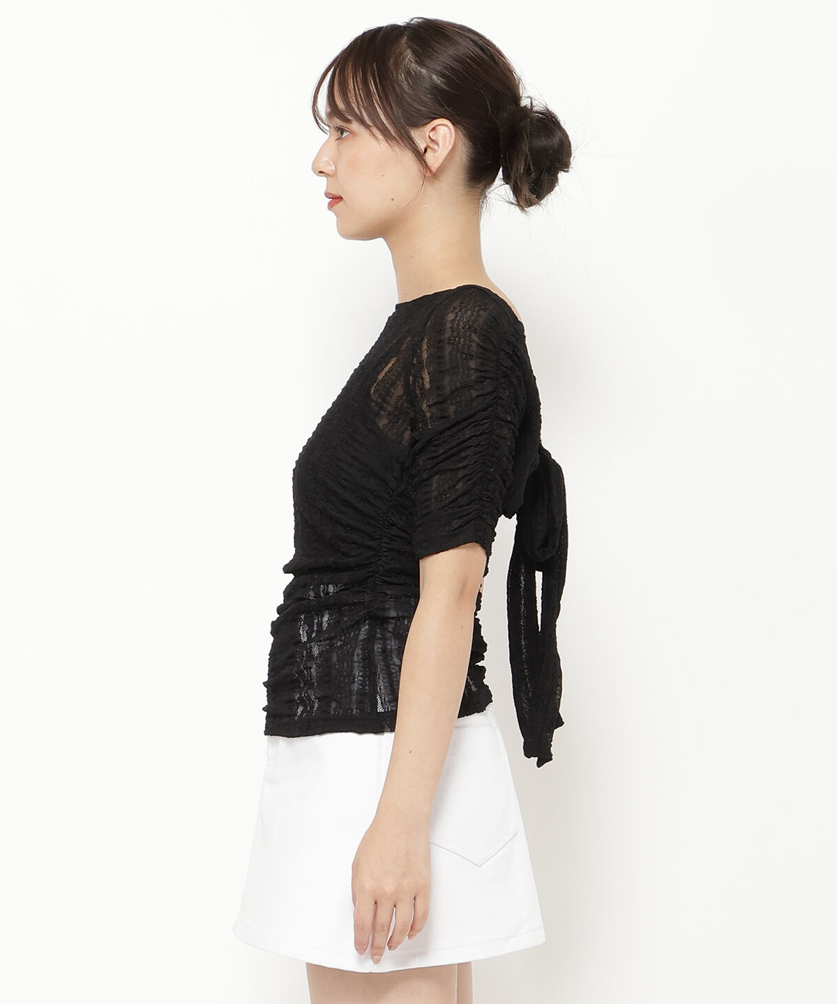 REDYAZEL「半袖リボンレースブラウス」|Tシャツ・カットソー|