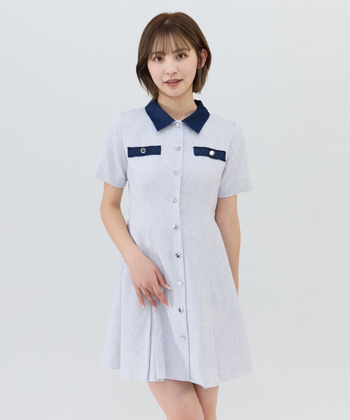 REDYAZEL「サマーツイード襟つきミニワンピース」|ワンピース|オフ