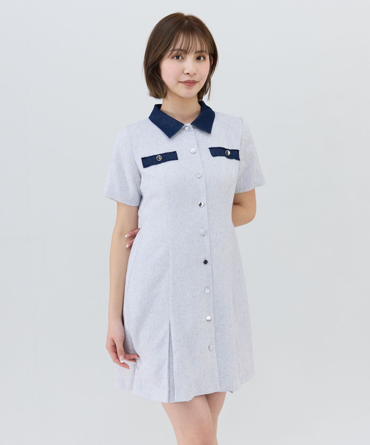 REDYAZEL「サマーツイード襟つきミニワンピース」|ワンピース|