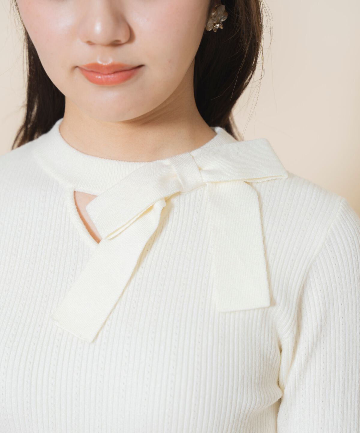 WILLSELECTION「アシメリボンプルオーバー」|ニット・セーター|