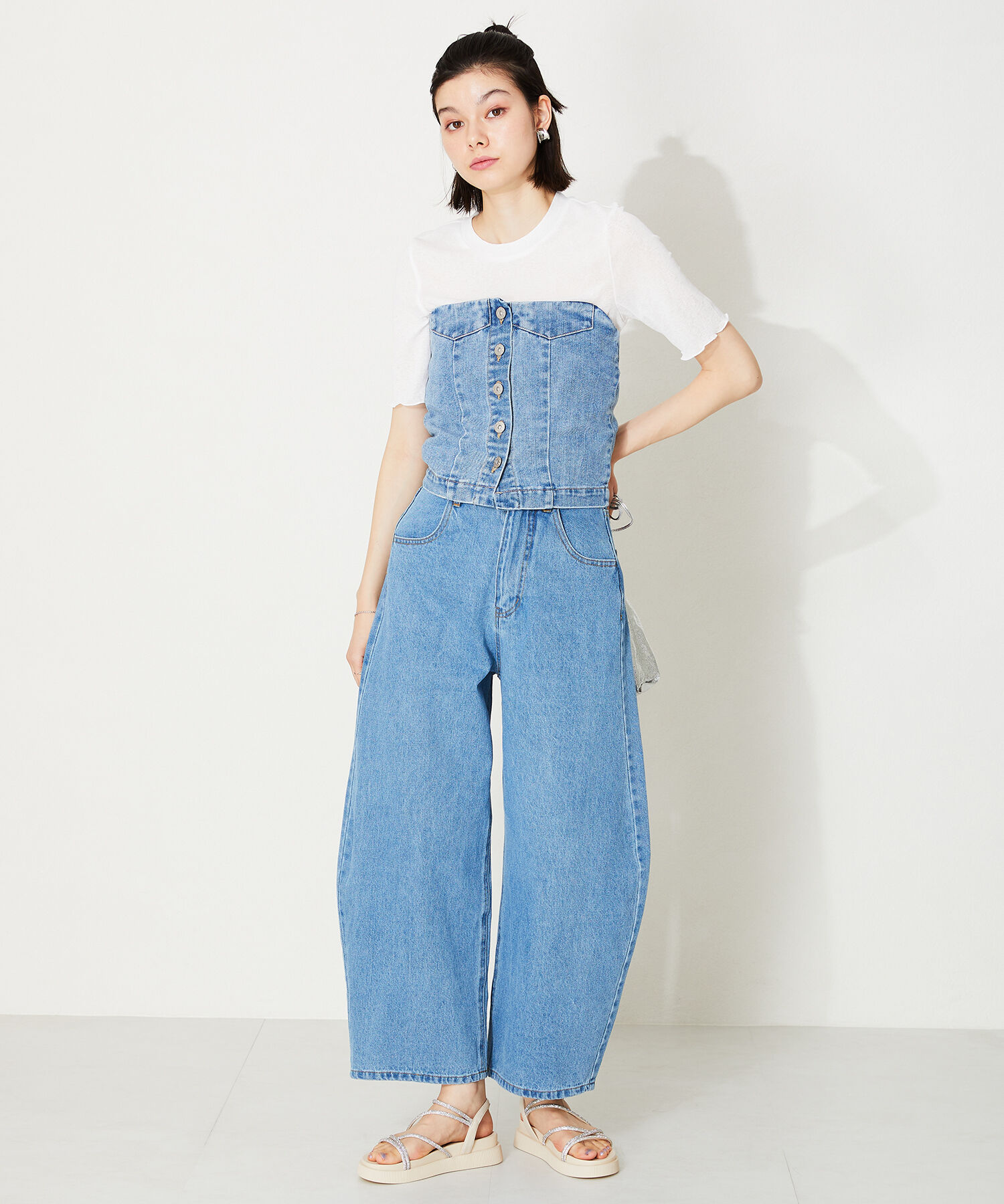 ORiental TRaffic「【追加】ラインストーンストラップサンダル/41217 サンダル 人気 トレンド 売れてる ラインストーン」|サンダル|