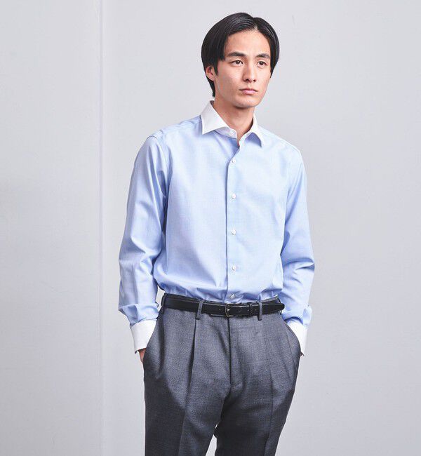 UNITED ARROWS「イージーケア AG マイクロチェック セミワイド クレリックカラーシャツ -抗菌防臭-」|シャツ・ブラウス|