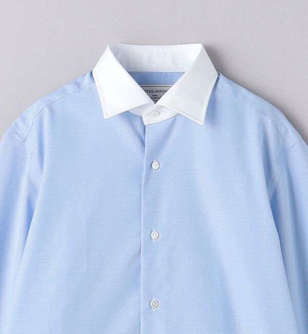 UNITED ARROWS「イージーケア AG マイクロチェック セミワイド クレリックカラーシャツ -抗菌防臭-」|シャツ・ブラウス|