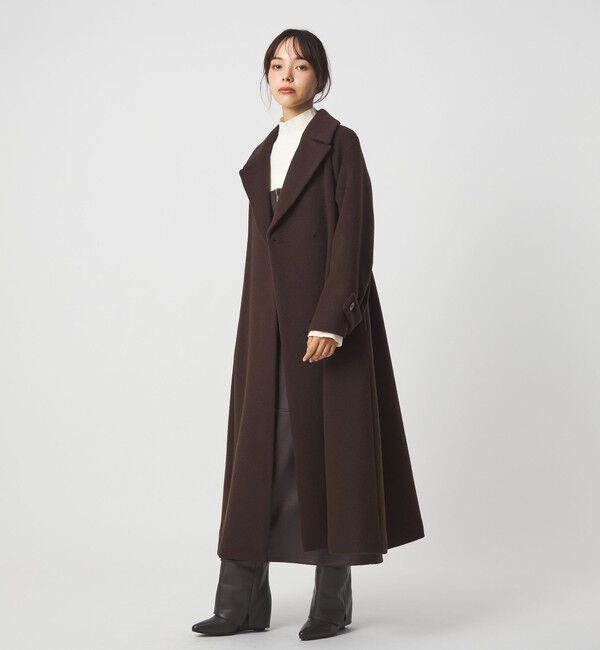 エメルリファインズ ベルテッド フレア ロングコート 女優コート EMMEL REFINES＞EM ベルテッド フレア ロングコート （DK.GRAY