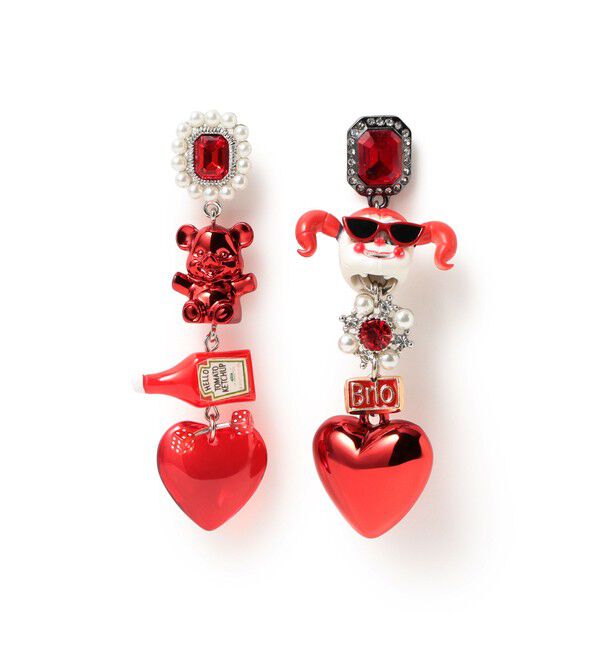 Ray BEAMS 「guriguri / レッド ミックス ピアス」|ピアス|RED