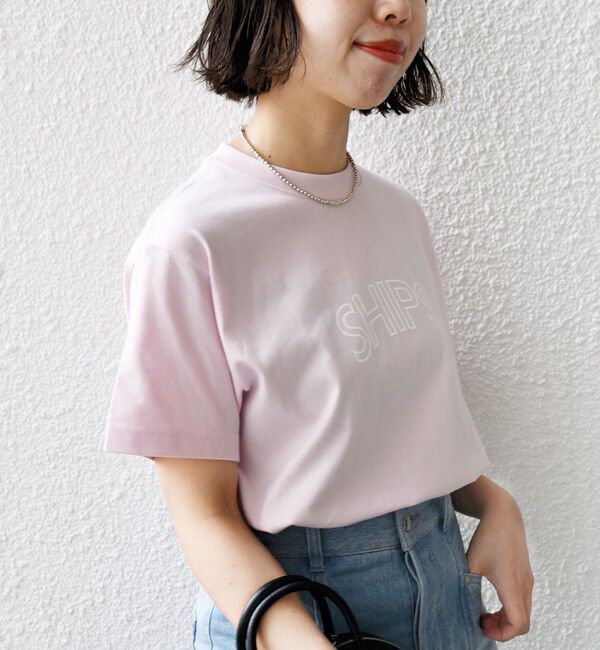 SHIPS for women「【WEB限定】 SHIPS ラウンド プリント ロゴ TEE」|Tシャツ・カットソー|