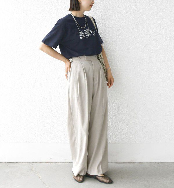 SHIPS for women「【WEB限定】 SHIPS ラウンド プリント ロゴ TEE」|Tシャツ・カットソー|