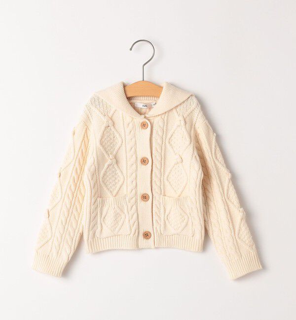 SHIPS KIDS「SHIPS KIDS:80～90cm /〈洗濯機可能〉ケーブル ニット カーディガン」|カーディガン|ストーン