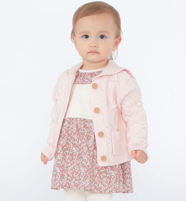 SHIPS KIDS「SHIPS KIDS:80～90cm /〈洗濯機可能〉ケーブル ニット カーディガン」|カーディガン|