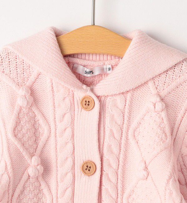 SHIPS KIDS「SHIPS KIDS:80～90cm /〈洗濯機可能〉ケーブル ニット カーディガン」|カーディガン|