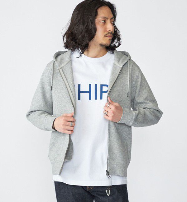 SHIPS「【WEB限定】SHIPS: ワンポイントロゴ ガスコットン ダブルニット ジップパーカー（セットアップ対応）」|パーカー|