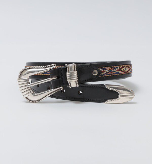 SHIPS「TORY LEATHER: NATIV WEBBING SPIRAL PATTERN」|ベルト|ブラック