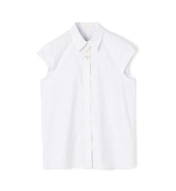 DES PRES「コットンストレッチポプリン キャップスリーブシャツ」|シャツ・ブラウス|12 ホワイト系