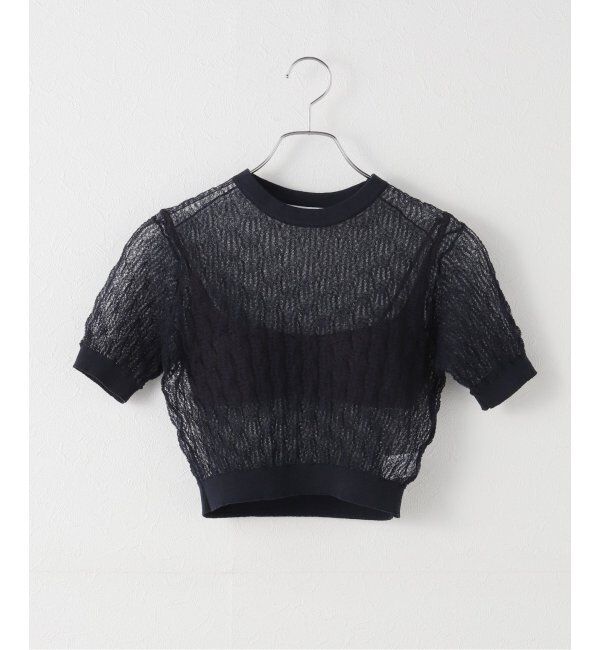 IENA「NICENICE MOMENT/ナイスナイスモーメント LACE KNIT TOP カットソー NNM1-25SS-004」|Tシャツ・カットソー|ネイビー