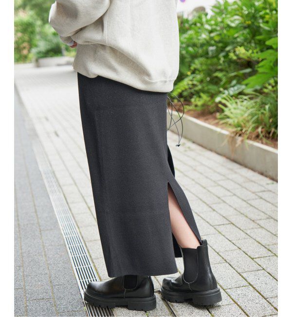 Spick and Span「《WEB限定追加》ラメリブニットタイトスカート」|スカート|ブラック