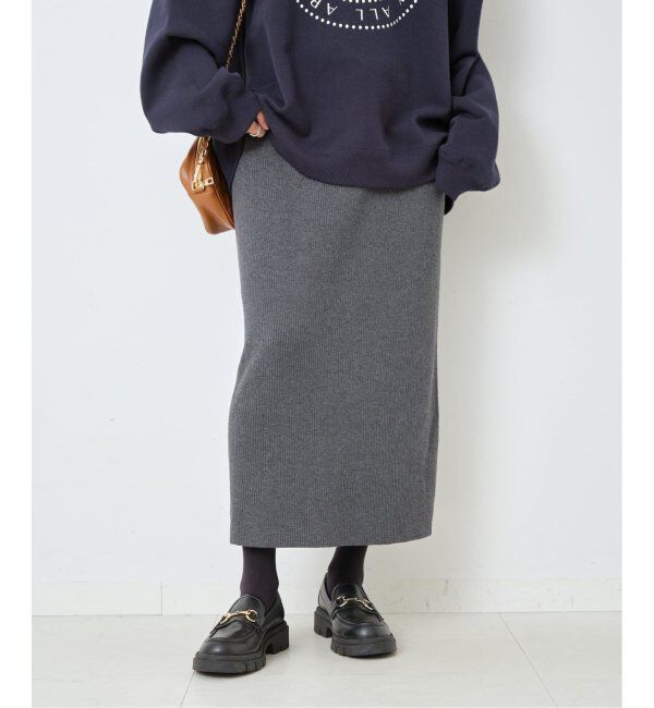 Spick and Span「《WEB限定追加》ラメリブニットタイトスカート」|スカート|グレーA