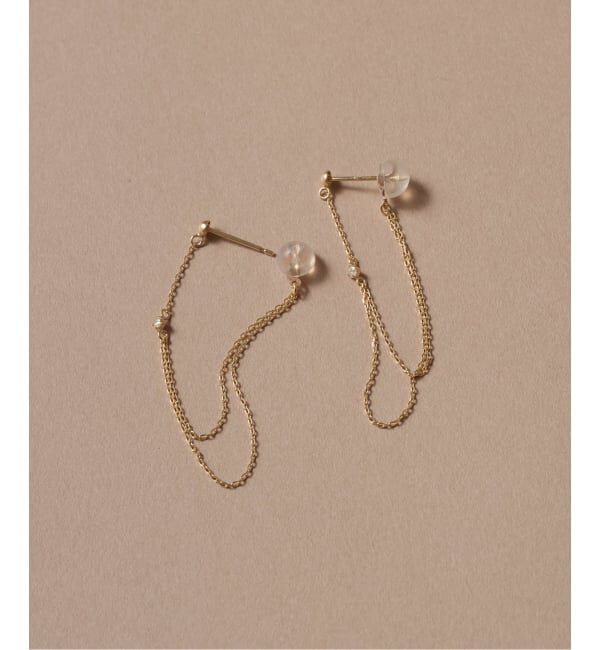 Lilas by Spick&Span「《WEB限定》デュアルチェーンダイヤピアス K10（両耳）」|ピアス|ゴールド