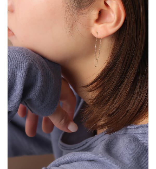 Lilas by Spick&Span「《WEB限定》デュアルチェーンダイヤピアス K10（両耳）」|ピアス|