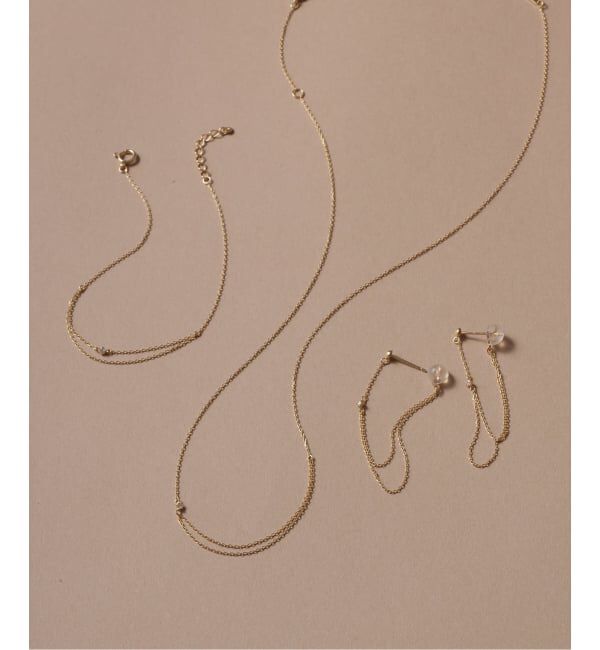 Lilas by Spick&Span「《WEB限定》デュアルチェーンダイヤピアス K10（両耳）」|ピアス|