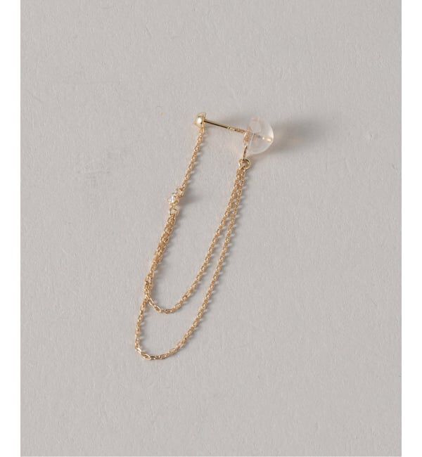 Lilas by Spick&Span「《WEB限定》デュアルチェーンダイヤピアス K10（両耳）」|ピアス|