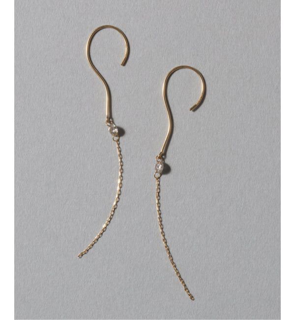 Lilas by Spick&Span「ホールダイヤ1pチェーンフックピアス K18（両耳）」|ピアス|ゴールド