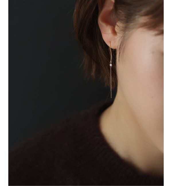 Lilas by Spick&Span「ホールダイヤ1pチェーンフックピアス K18（両耳）」|ピアス|