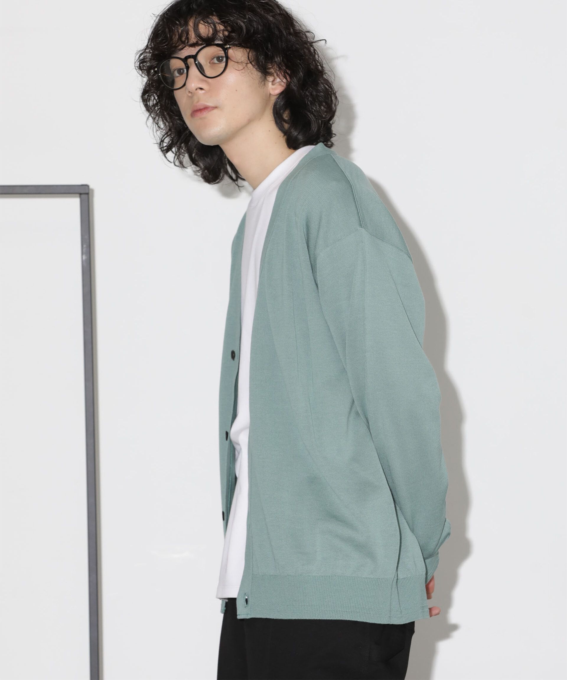 nano･universe「「タフニット」Vネックカーディガン」|ニット・セーター|L.グリーン