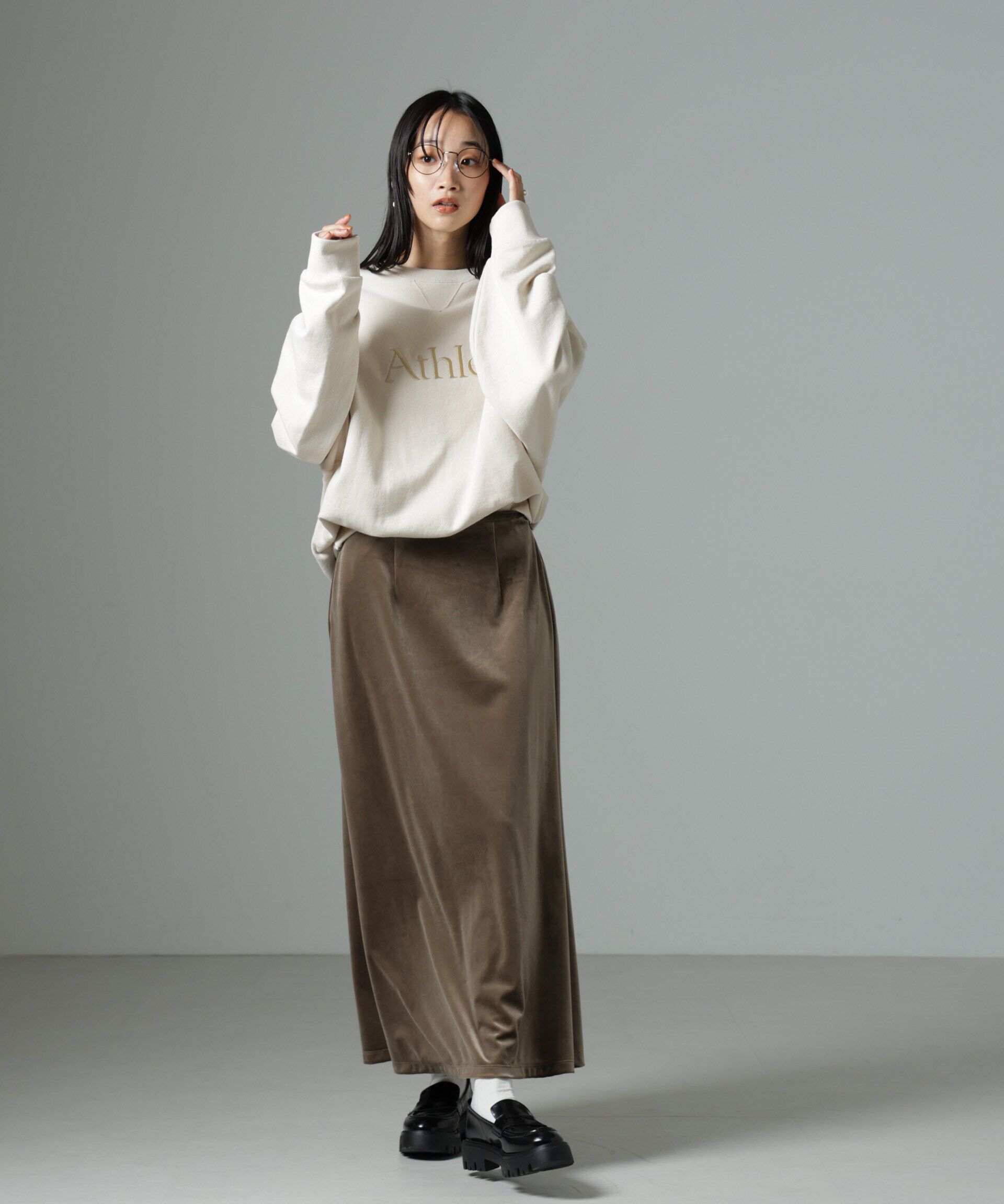 nano･universe「ベロアロングスカート」|スカート|