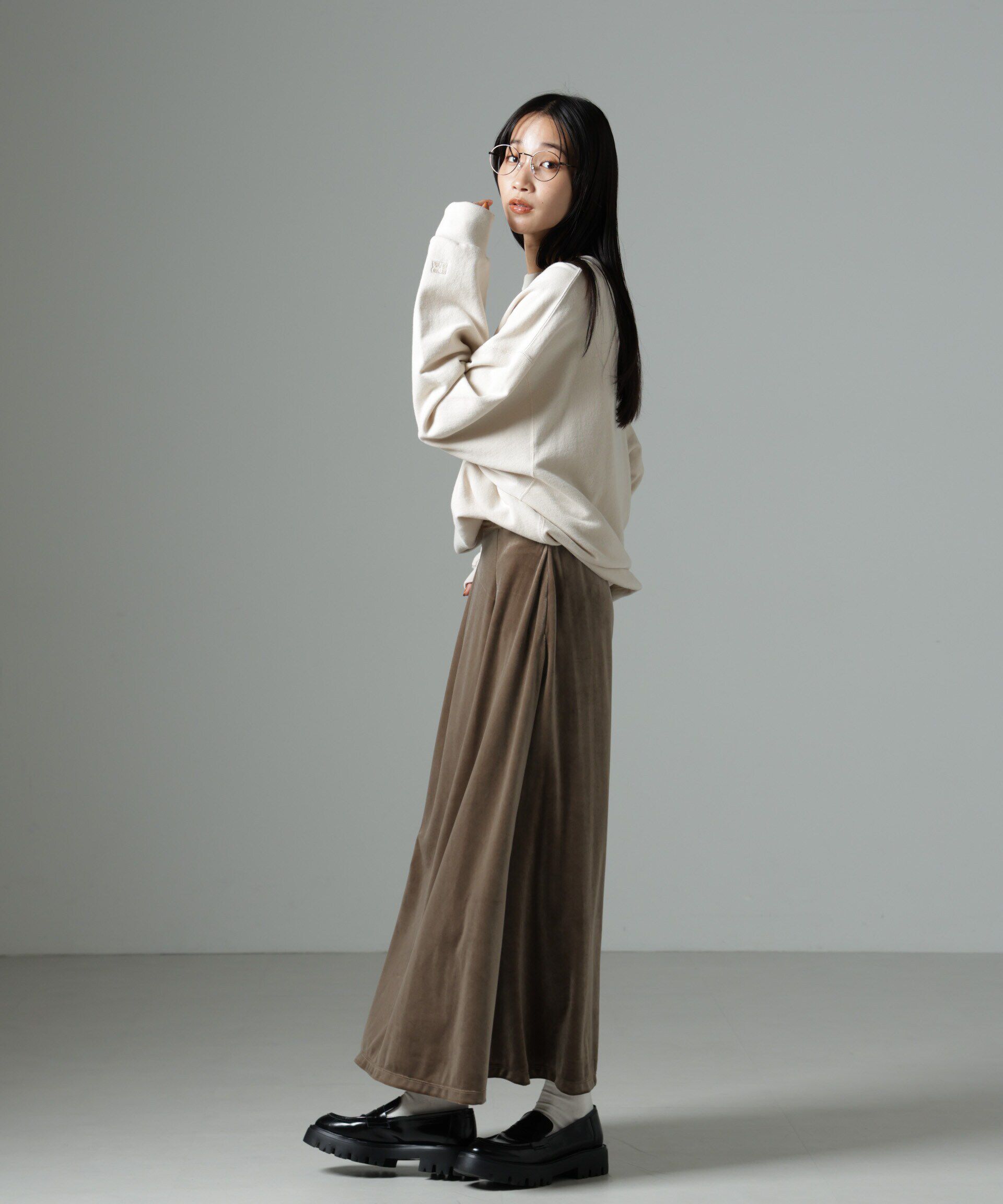 nano･universe「ベロアロングスカート」|スカート|