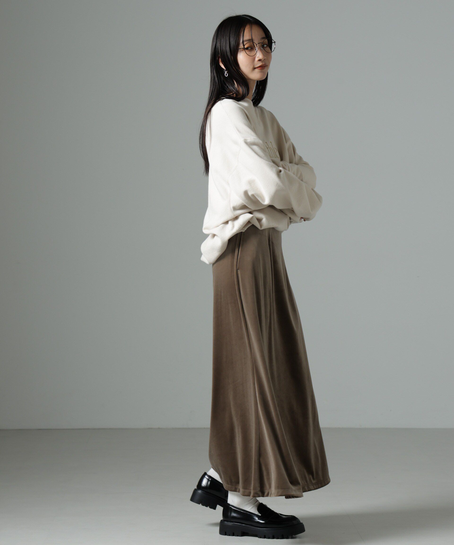 nano･universe「ベロアロングスカート」|スカート|