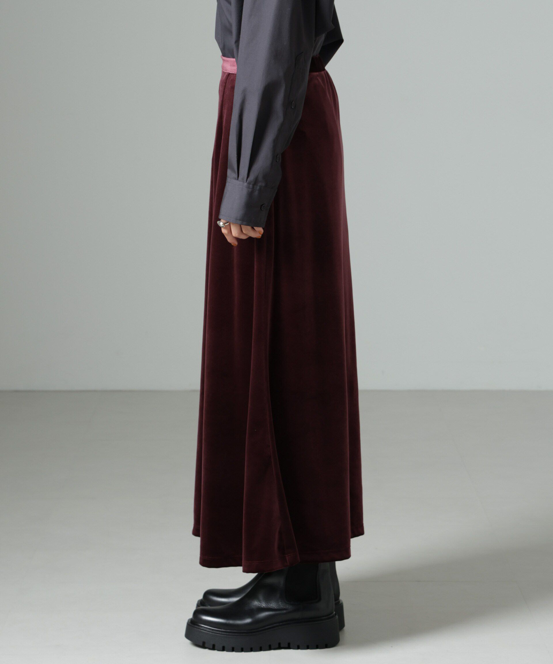 nano･universe「ベロアロングスカート」|スカート|