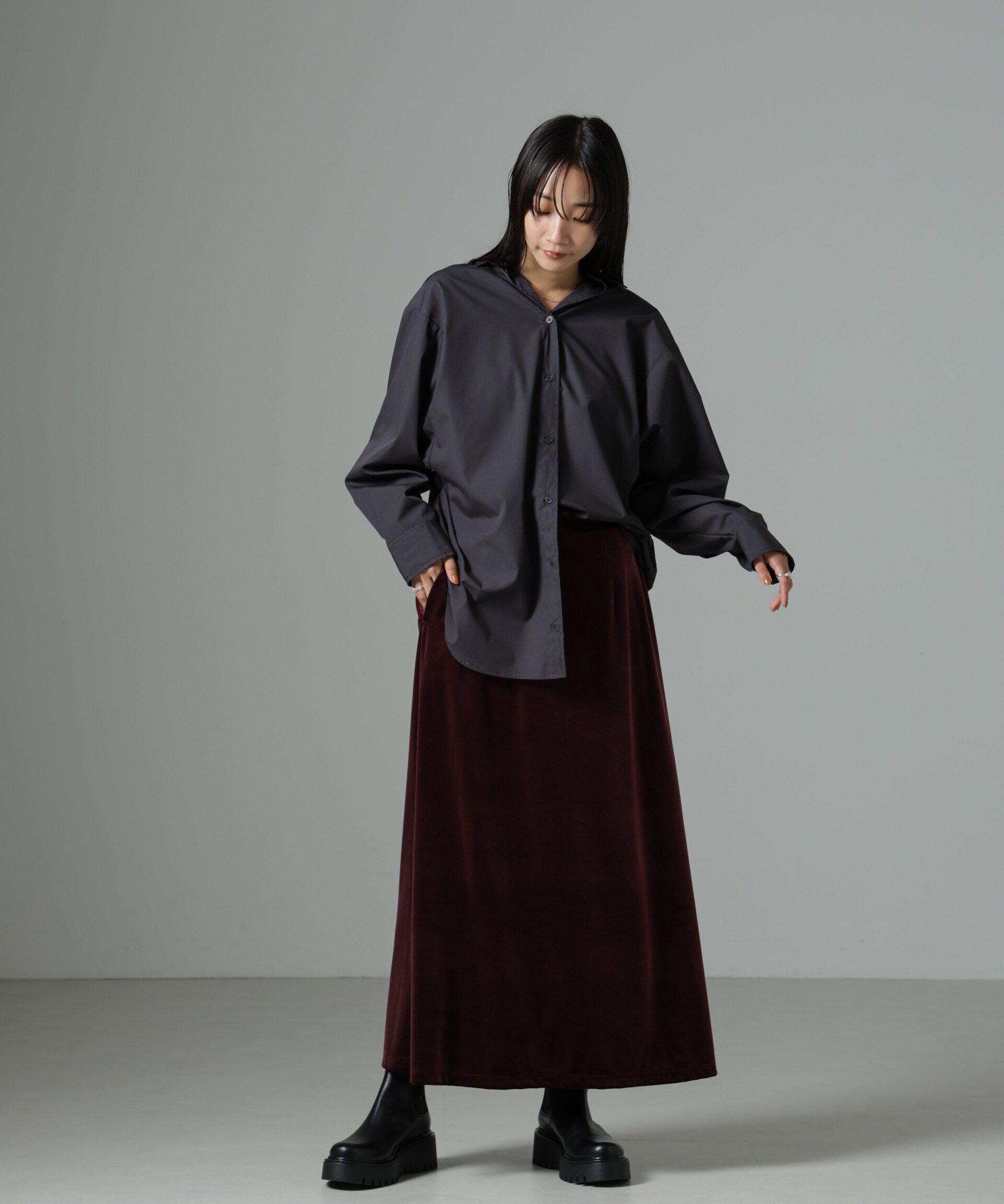 nano･universe「ベロアロングスカート」|スカート|