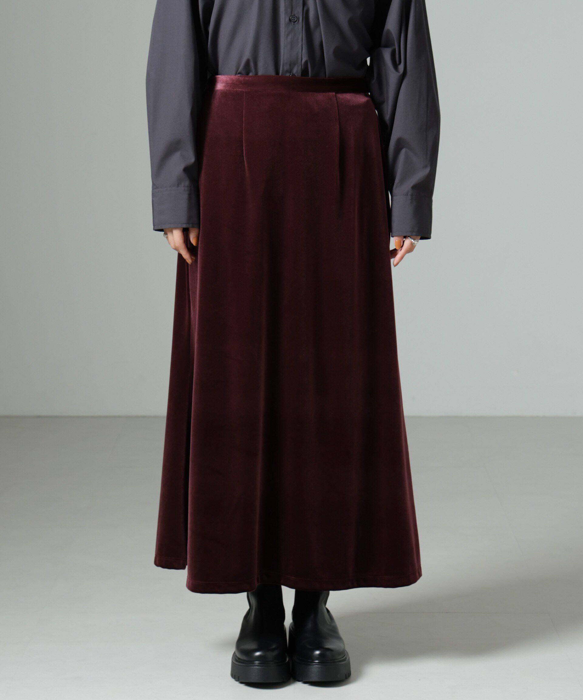 nano･universe「ベロアロングスカート」|スカート|