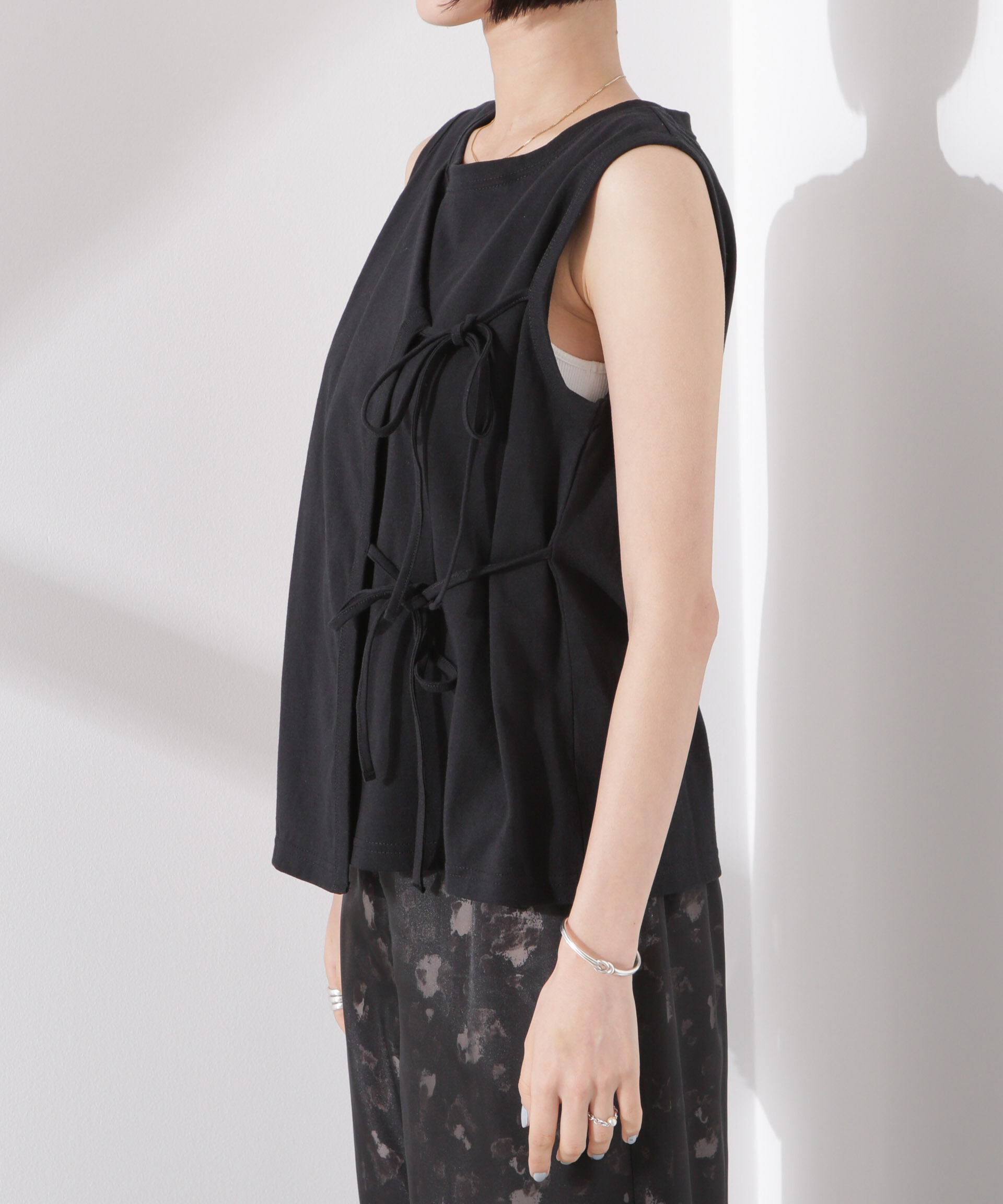 nano･universe「ドライタッチ天竺リボン結びディティールトップス」|Tシャツ・カットソー|