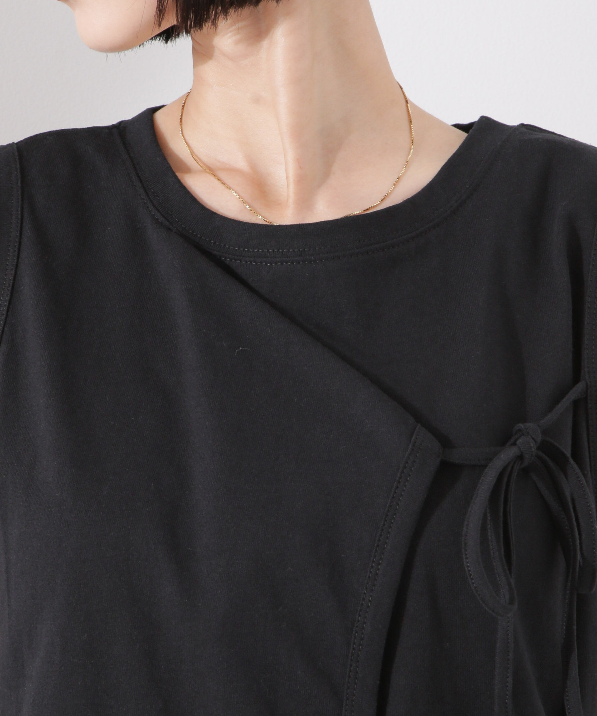 nano･universe「ドライタッチ天竺リボン結びディティールトップス」|Tシャツ・カットソー|