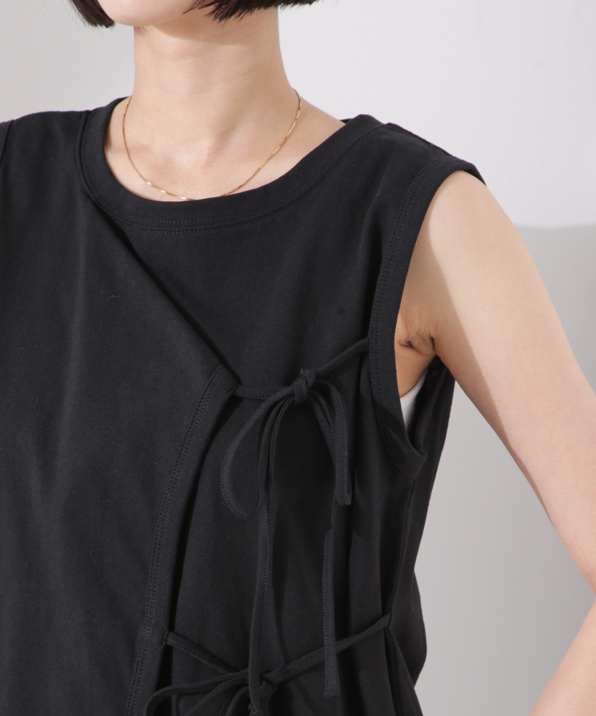 nano･universe「ドライタッチ天竺リボン結びディティールトップス」|Tシャツ・カットソー|